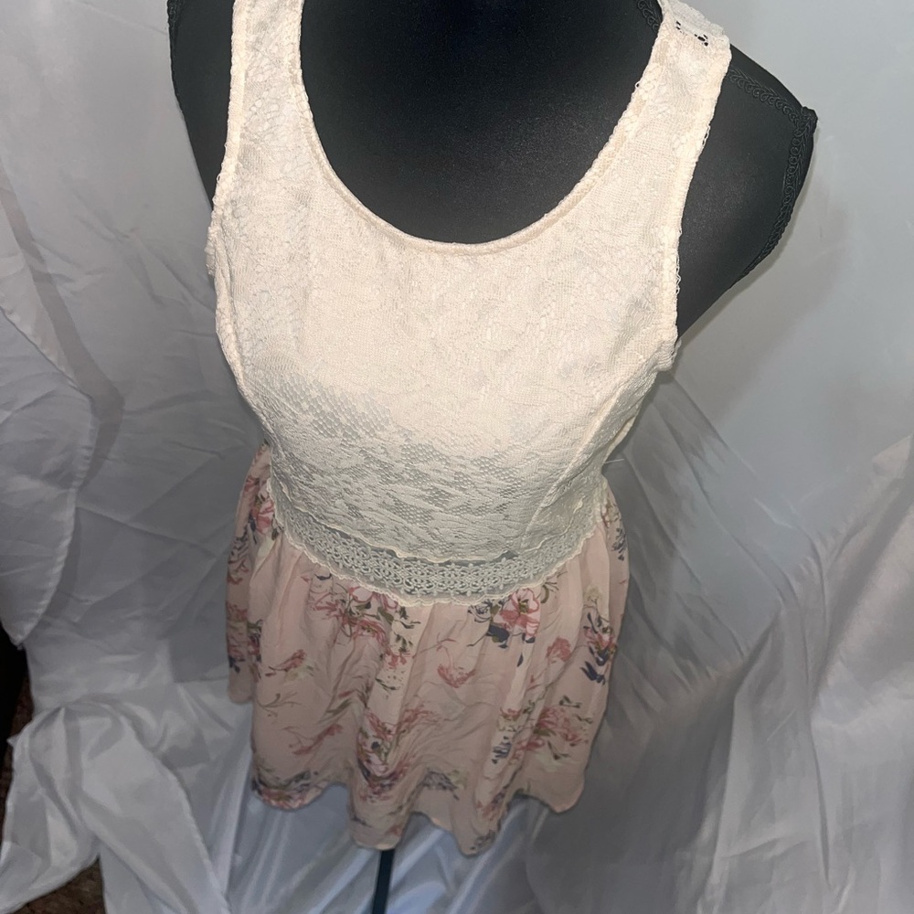 Rue21 Lace Top Floral Mini Dress With Crochet Waist Womens L Cottagecore Boho - Picture 10 of 10